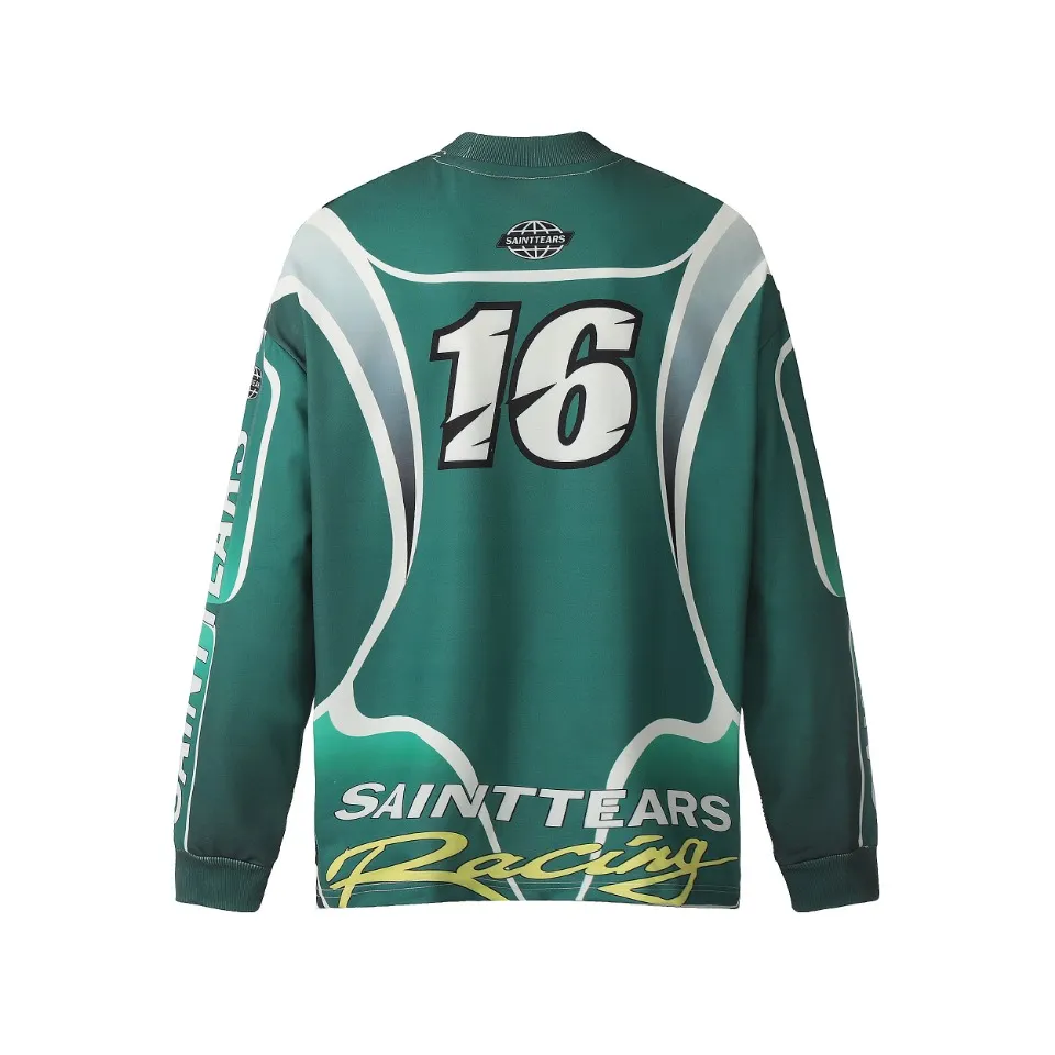 Saint michael tears all-over printed long-sleeved vintage autumn and winter T-shirt Style number: 122 Size: M L XL Wholesale price: 136 Color: blue green